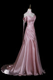 Dusty Rose Water Gloss Yarn Off the Shoulder Mermaid Evening Gown Formal Dress HZ0429