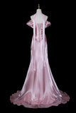 Dusty Rose Water Gloss Yarn Off the Shoulder Mermaid Evening Gown Formal Dress HZ0429