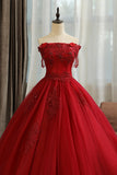 Burgundy Lace Long Formal Evening Dress, A-Line Lace Ball Gown HZ0429