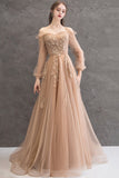 Elegant Tulle Lace Long Prom Dresses, A-Line Formal Evening Dresses HZ0429