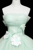 Lovely Green Tull Applique Ball Gown Formal Dress, Light Green Sweet 16 Dress HZ0429