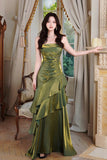 Green Tiered Mermaid Evening Dress, Green Prom Dress Formal Dress HZ0429