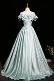 Vintage Aqua Green Prom Dresses Ball Gown, A-line Backless Prom Formal Dresses HZ0429