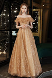 A-Line Tulle Off the Shoulder Prom Dress, Cute Evening Party Dress HZ0429