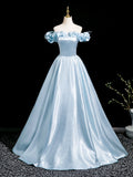 Elegant A-Line Floor Length Prom Dress, Beautiful A-Line Off the Shoulder Party Dress HZ0429