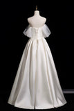 Ivory Pearl Satin Ball Gown, A-Line Sweetheart Neckline Formal Dress HZ0429