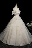 Champagne Tulle Beads Long Prom Dress, Beautiful A-Line Formal Party Dress HZ0429