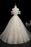 Champagne Tulle Beads Long Prom Dress, Beautiful A-Line Formal Party Dress HZ0429